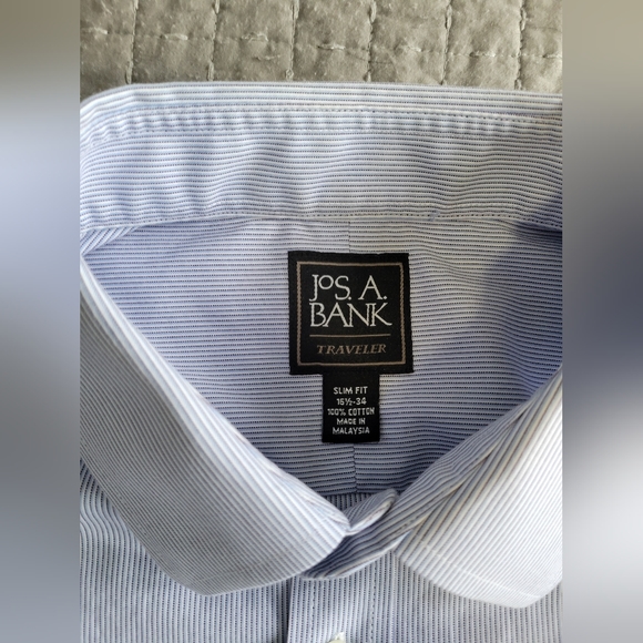 jos a bank Dress shirt long sleeve 16.5 34 Blue purple striped - Picture 2 of 3